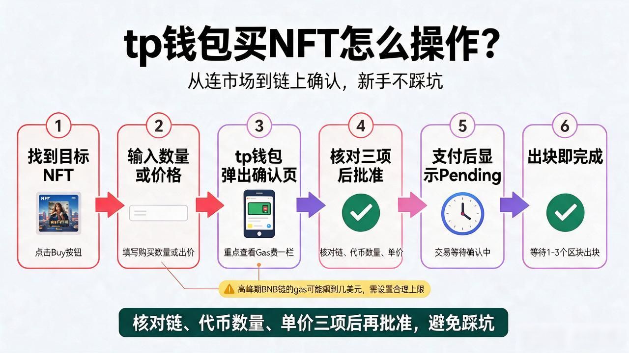 tp钱包买nft怎么操作？从连市场到链上确认，新手不踩坑
