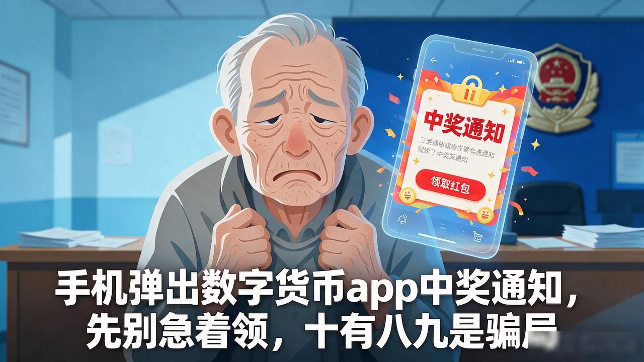 手机弹出数字货币app中奖通知，先别急着领，十有八九是骗局