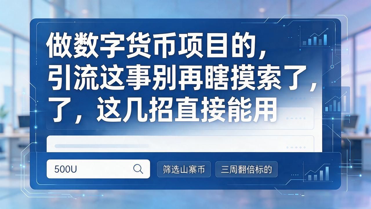 做数字货币项目的，引流这事别再瞎摸索了，这几招直接能用